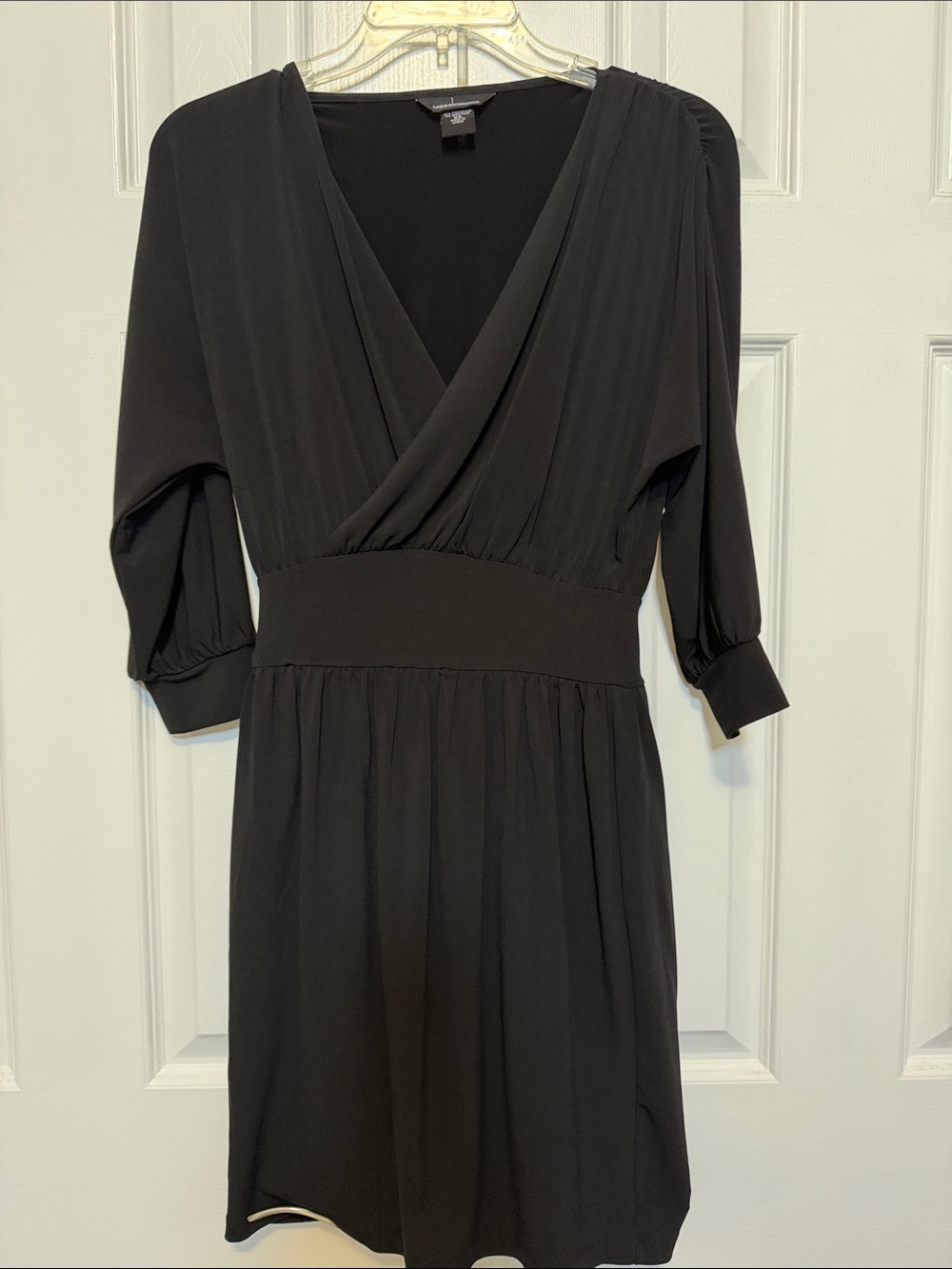 Moda International Black V‑Neck Wrap Long Sleeve Dress